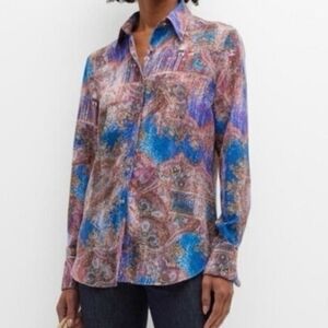 Robert Graham Silk Blend Blouse Paisley Top Size Large